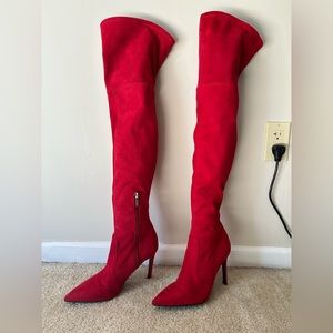 Red Over Knee Boots